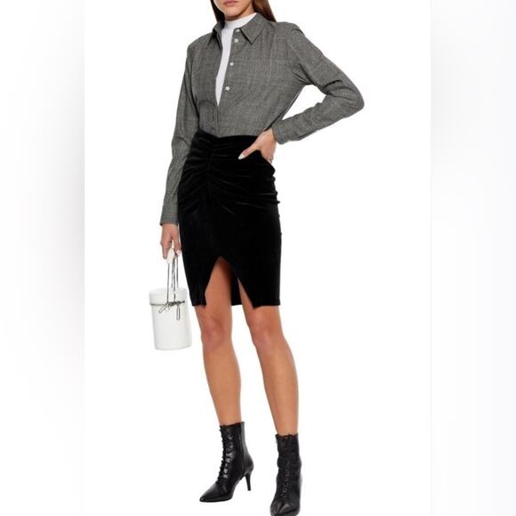 Revolve IRO Woman Astro Ruched Preppy Whimsygoth Sexy Velvet Skirt Black Size M - Picture 6 of 16